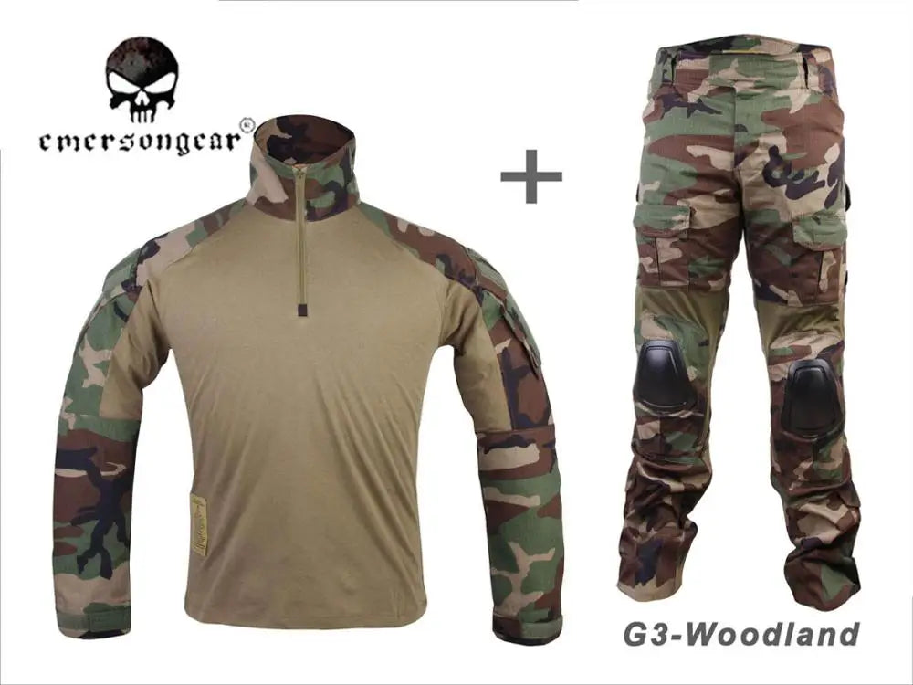 emersongear-Gen3 Combat Shirt and Pants,Airsoft Suit, tactical bdu uniform, outdoors, hunting,Woodland,EM9278 EM9351WL