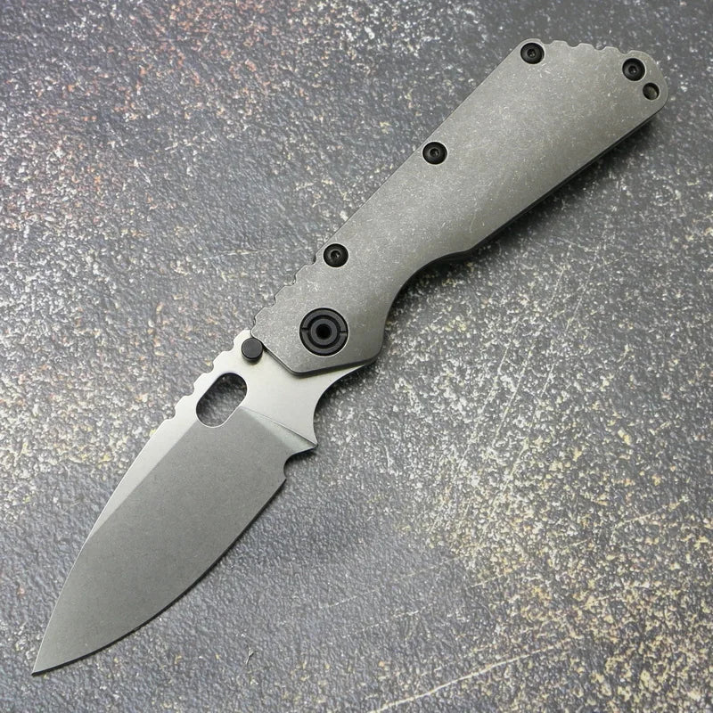 SMF# Folding Knife D2 Blade Titanium Handle Copper Washer Outdoors Hunting Fishing Hiking Utility Kitchen Survival EDC Tools
