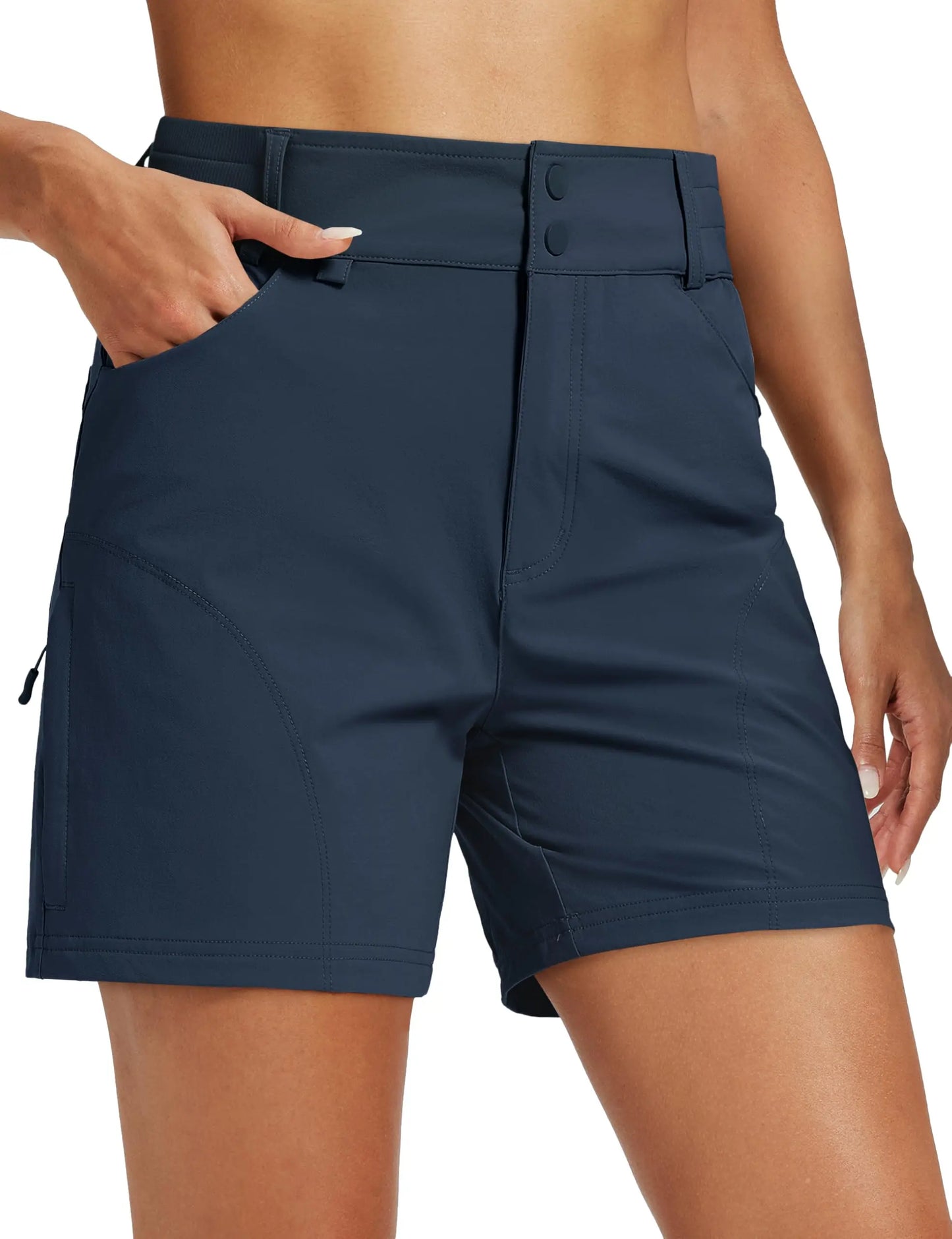 TACVASEN Womens Quick Dry Hiking Cargo Shorts Lightweight Water Resistant Shorts With 6 Pockets Summer Elastic Waist Golf Shorts