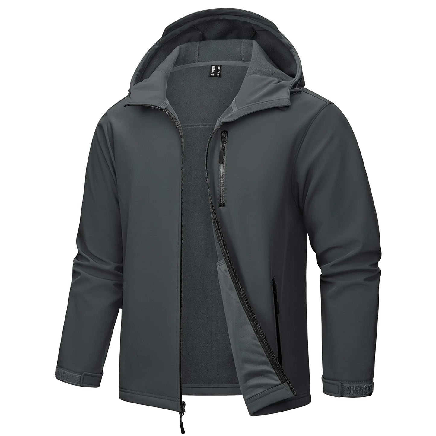 TACVASEN Hooded Softshell Jacket Mens Waterproof Rain Jacket Fleece Lined Work Jacket Outdoor Trekking Hiking Windbreaker Male