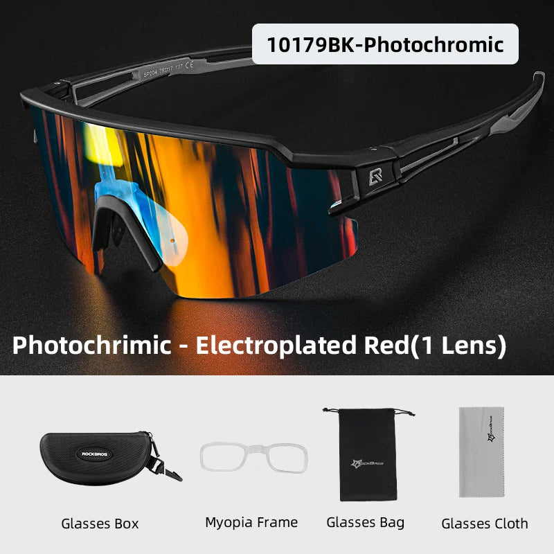 ROCKBROS Photochromic Polarized Bicycle Sunglasses UV400 Sunscreen Fishing Camping Hiking Riding Men Women Eyeglasses Eyewear