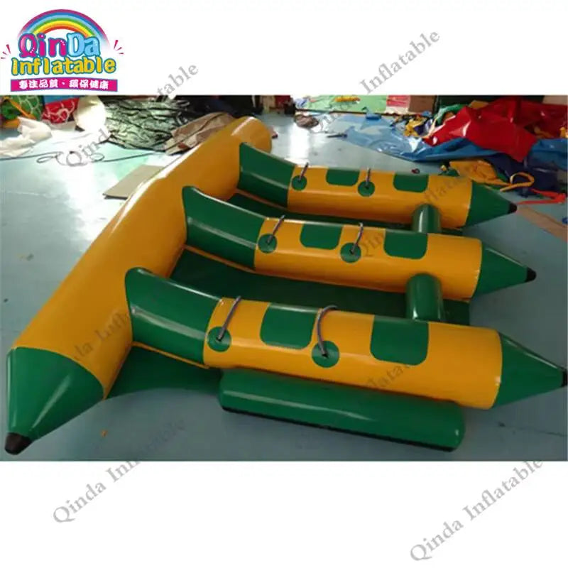 Inflatable Water Game Toys Inflatable Fly Fish Banana Boat,4X3m Inflatable Flying Fish Tube Towable For Adults