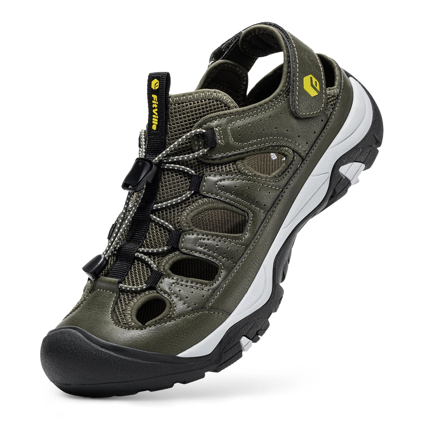 FitVille Wide Width Men'S Sandals Closed-Toe Hiking & Water Sandals With Arch Support For Swollen Feet Non-Slip Summer Shoes