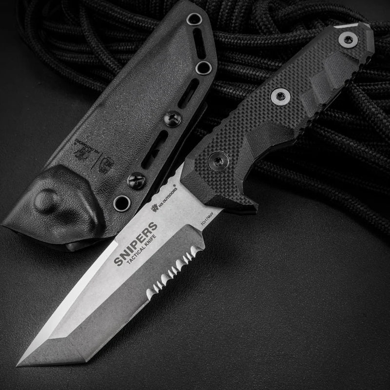 HX Outdoors Tactical Knife,Hunting Jungle Knives ,Camping Survival Knife,Rescue Edc Tool G10 Handle WIth Kydex Dropshipping