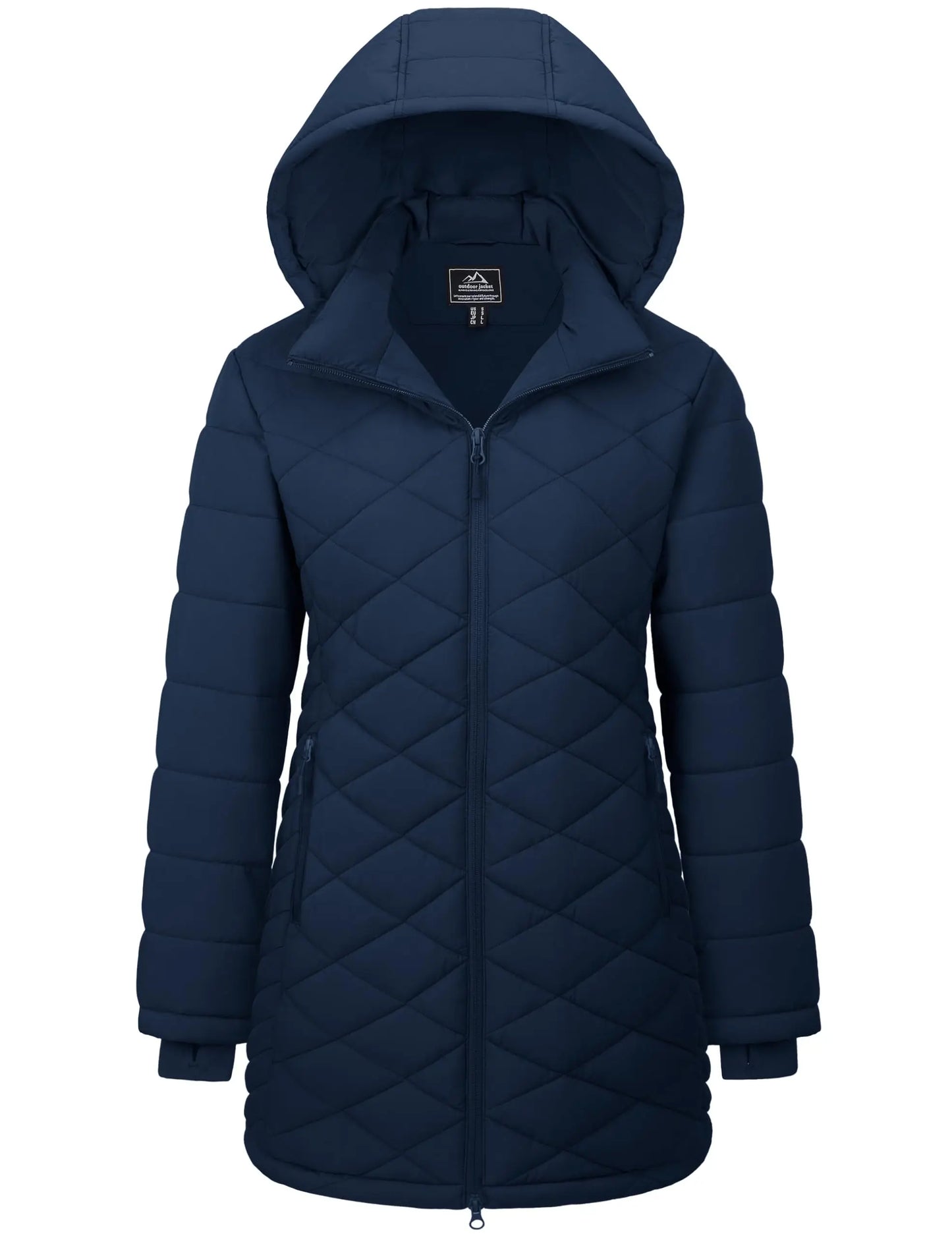 TACVASEN Winter Long Quilted Puffer Jackets Women's Lightweight Warm Insulated Coat Waterproof Outwear Parkas with Hood Hiking