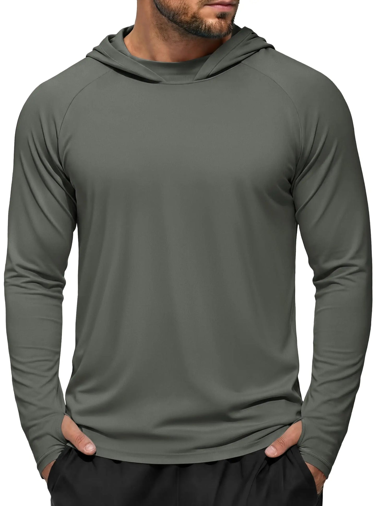TACVASEN Men's UPF 50+ Hoodie Fishing Shirts Long Sleeve High Collar Mesh UV Sun Protection Rash Guard Swim Beach Running Hiking