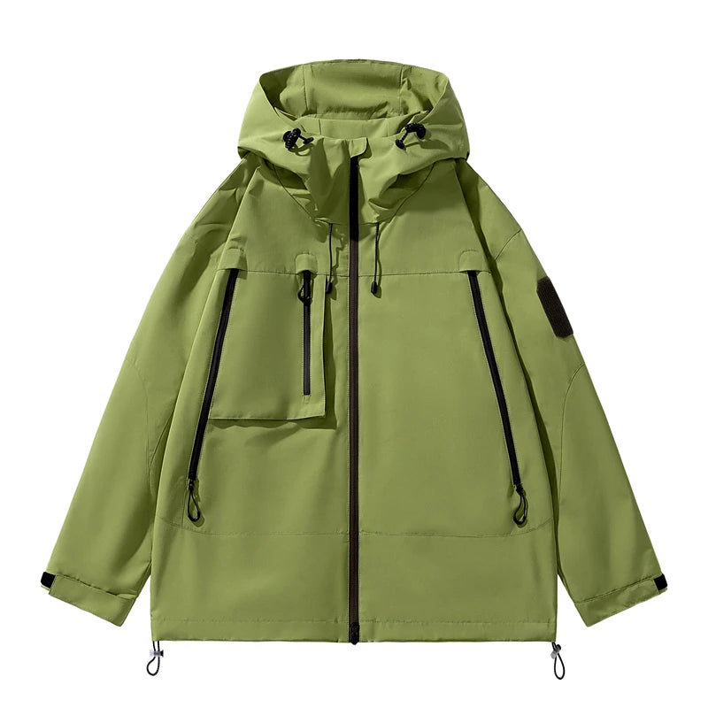 Hiking Jackets Men Waterproof Windproof Casual Hooded Outdoor Sports Clothes Hiking Coat Running Climbing Solid Color Jacket