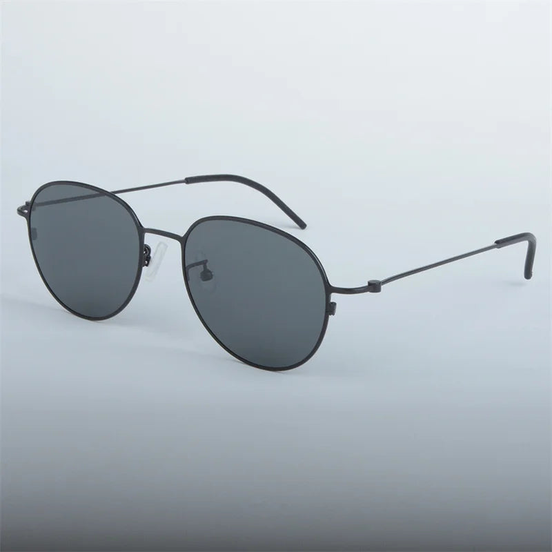 Handmade Pure Titanium Polarized Sunglasses Men Oval Round Eyeglasses Outdoors Women Big Face Spectacles Eyewear No Fade Eyewear