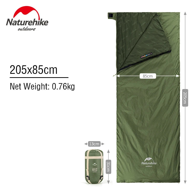 Naturehike LW180 Sleeping Bag Ultralight Waterproof Cotton Sleeping Bag Summer Hiking Camping Sleeping Bag