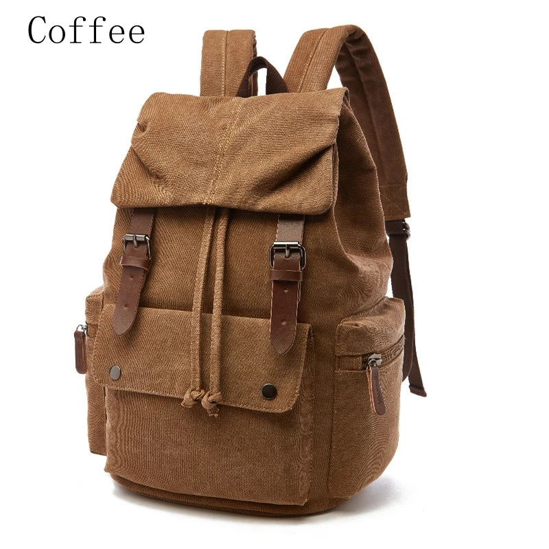 Vintage Canvas Backpack Simple Leisure Computer Bag Portable Hiking Travel Backpack Large Capacity Men Women Universal Schoolbag