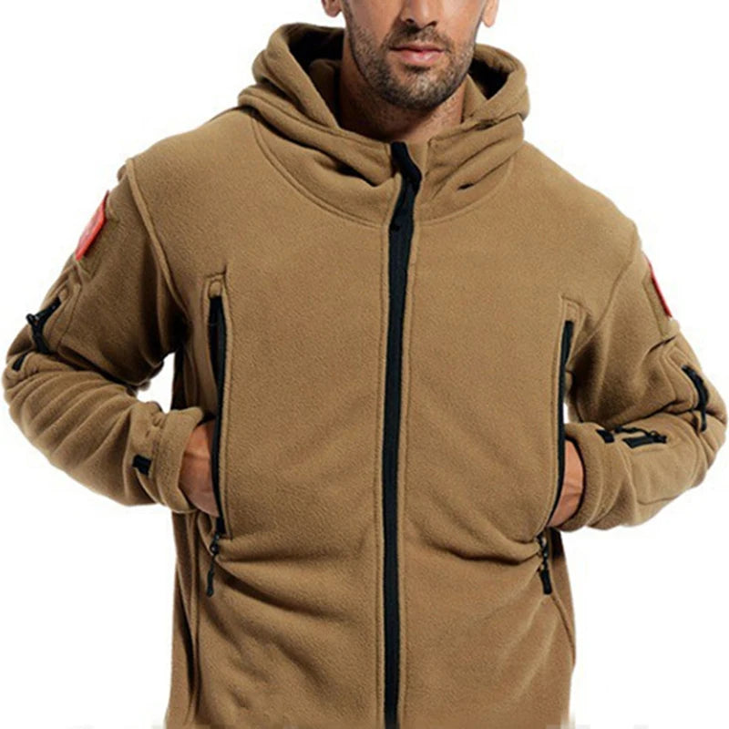 Men US Militar Winter Thermal Fleece Tactical Jacket Outdoors Sports Hooded Coat Militar Softshell Hiking Outdoor Sports Jackets