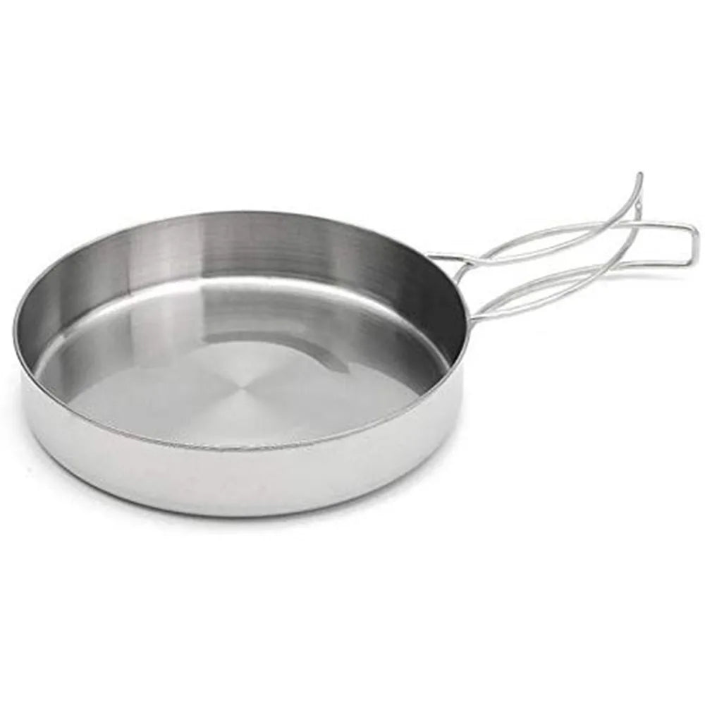8Pcs/set Ultra-light Stainless Steel Outdoor Picnic Pot Pan Kit Outdoor Camping Hiking  Mini Cookware Bowl Cup Cover Cooking Set