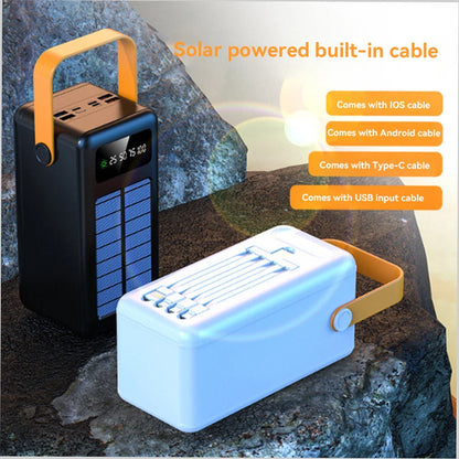 150000mAh Solar Panel Power Bank Fast charging Power Station with Four Wire External Battery Pack with Flashlight For Outdoors