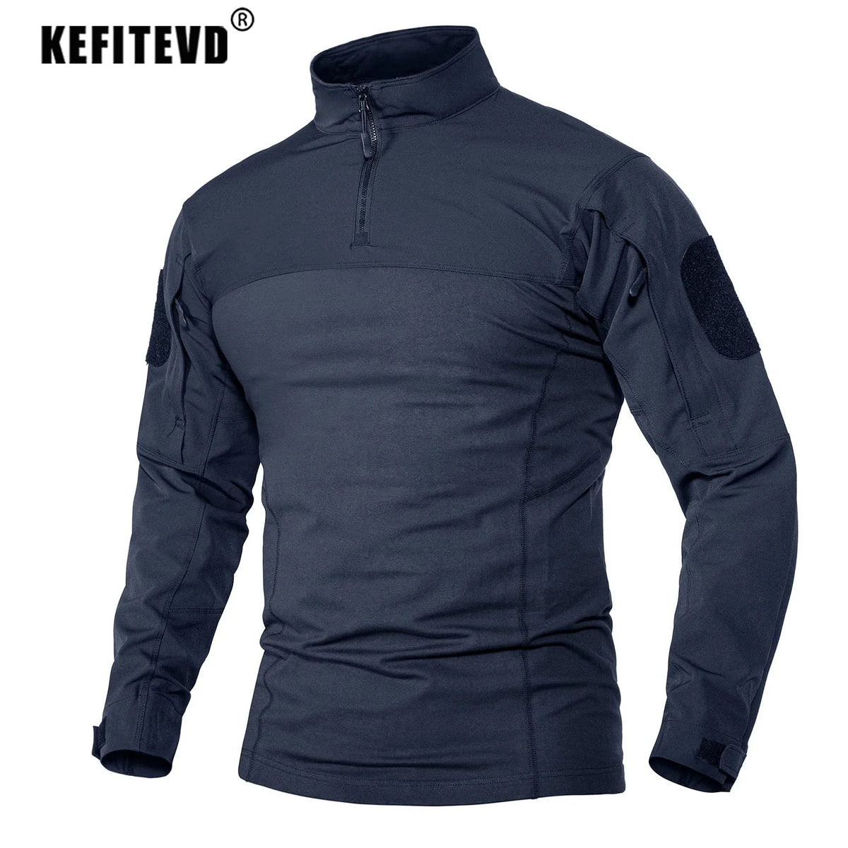 KEFITEVD Men's Hunting T-shirts 1/4 Zip Long Sleeve Shirt Outdoor Climbing Hiking Climbing Tees Camping Fishing Pullover Tops