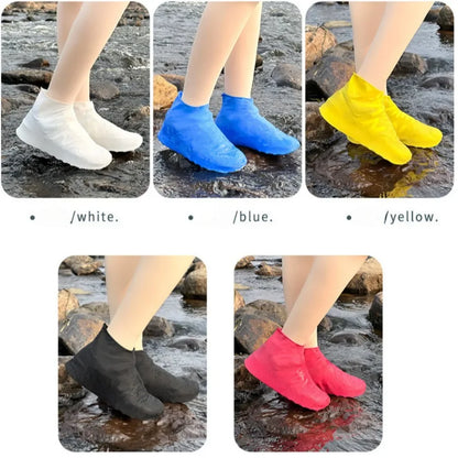 1 Pair Latex Shoe Covers for Rain Waterproof Thickened Reusable Boots Covers for Men Women Cycling Climbing Travel Hiking Camp