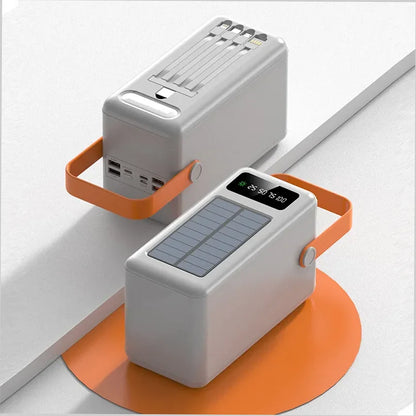 150000mAh Solar Panel Power Bank Fast charging Power Station with Four Wire External Battery Pack with Flashlight For Outdoors