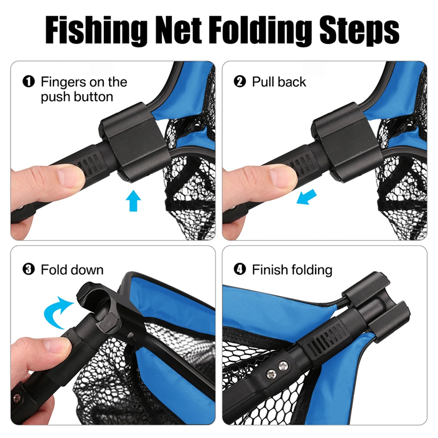 Fishing Net Fish Floating Landing Nets with Foldable Telescopic Pole Handle&Nylon Mesh for Saltwater Freshwater Catch&Release