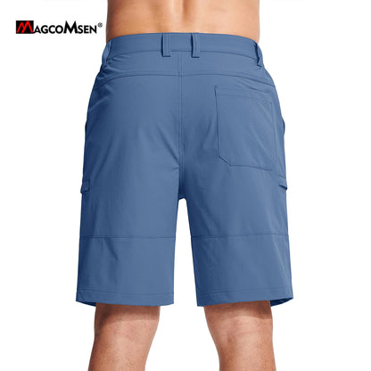 MAGCOMSEN Men's Cargo Shorts Multi-Pocket Elastic Breathable Quick-Drying Outdoor D-Ring Design Shorts Hiking Fishing Shorts