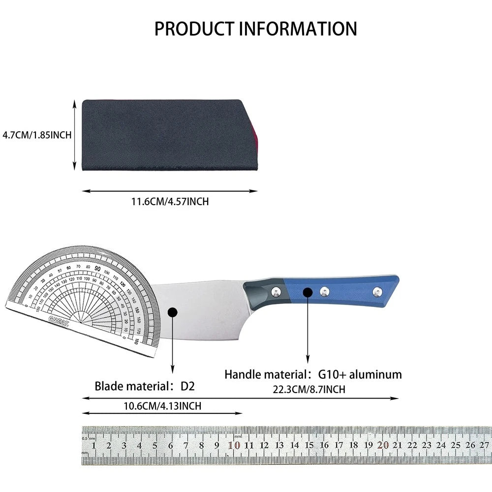 Fixed Blade Knife Outdoor Chef Knife D2 Steel Blade Camping Hiking Survival Tool for Adventurers EDC Utility Holiday Gifts
