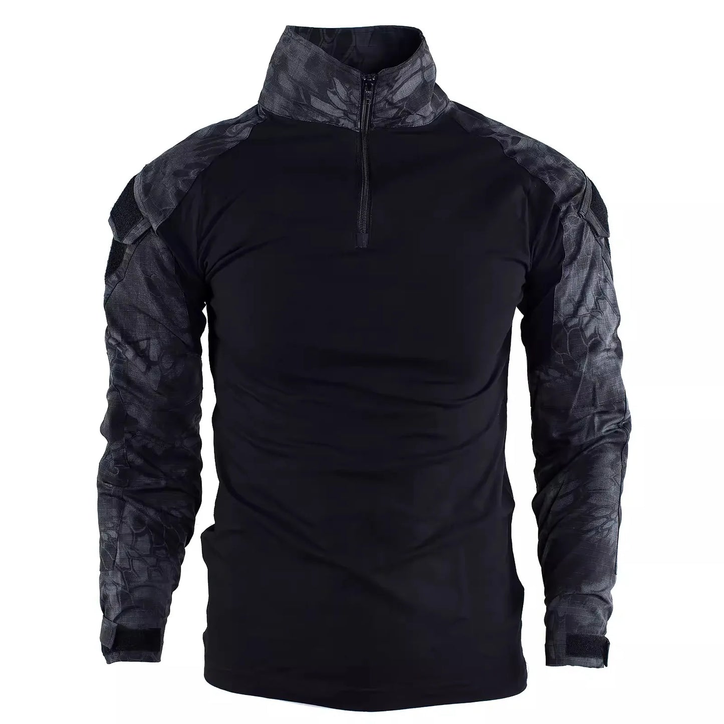 Summer Outdoors Tactical Set Men Thin Quick Drying Combat Training Uniform Camo Patchwork Tops+Multi Pocket Cargo Pants Suit