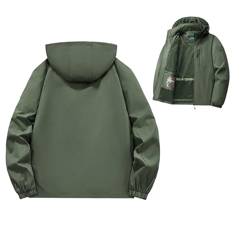 Men Detachable Hooded Jacket Embroidered Jacket Outdoor Breathable Hiking Travel Coat Multiple Pockets zipper Coat Casual Coat