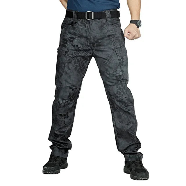 Men Multi-Pockets Cargo Pants Quick Dry Outdoors Sports Tactical Trousers Camouflage black Trousers for Travel Hiking climb