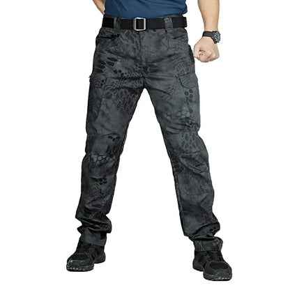 Men Multi-Pockets Cargo Pants Quick Dry Outdoors Sports Tactical Trousers Camouflage black Trousers for Travel Hiking climb