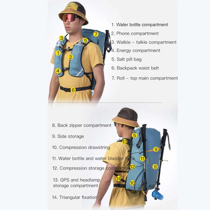 AONIJIE FH2530 30L Hiking Backpack Running Bag Lightweight Breathable Waterproof Suitable For Hiking Camping Traveling Climbing