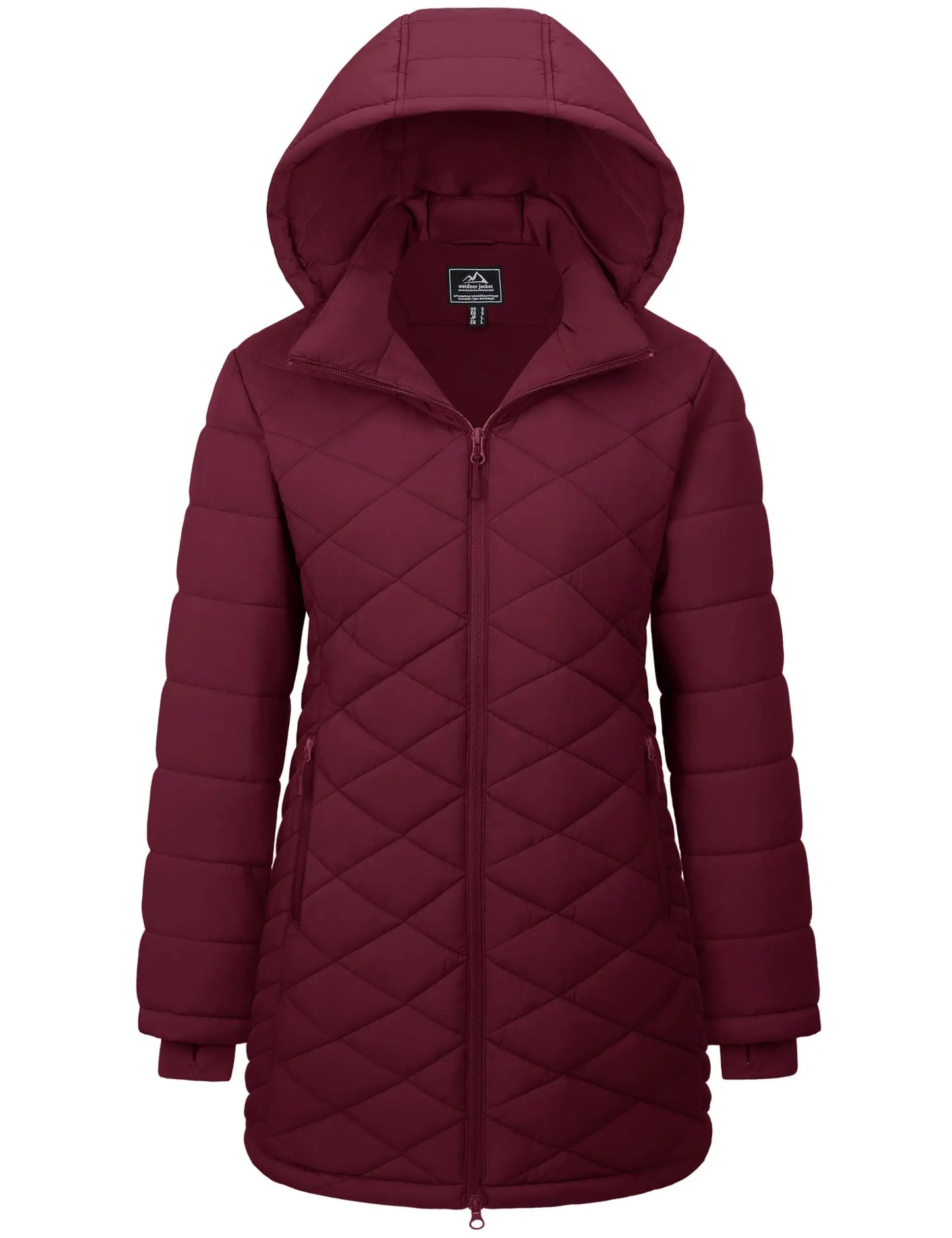 TACVASEN Winter Long Quilted Puffer Jackets Women's Lightweight Warm Insulated Coat Waterproof Outwear Parkas with Hood Hiking