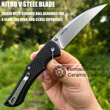 14C28N Steel Sharp Folding Knife Outdoor Camping Hunting Cutting Survival Hiking Fish Kitchen Portable Pocket Clip EDC ToolKnife