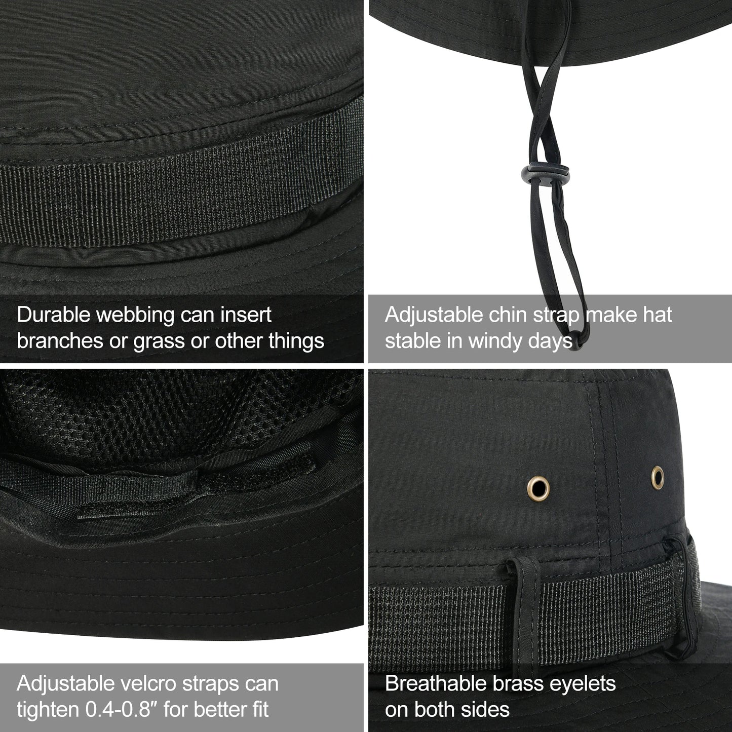 BOTVELA  Waterproof Bucket Hat with Chin Strap Quick Dry Packable Boonie Hat Safari Hat Sun Protection