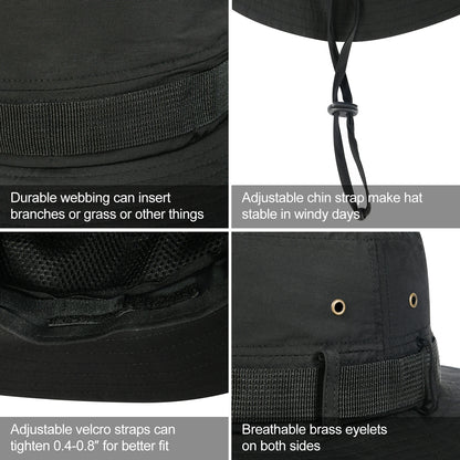 BOTVELA  Waterproof Bucket Hat with Chin Strap Quick Dry Packable Boonie Hat Safari Hat Sun Protection