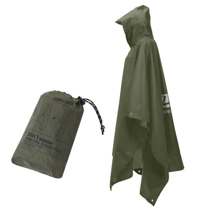 3 In 1 Waterproof Raincoat Lightweight Outdoor Hiking Rain Poncho Rain Jacket Cover Sun Shelter Camping Hiking Cycling Climbing