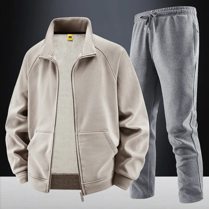Thick Sets Brand Casual Men's Sets Cashmere Tracksuit Outdoors Fleece Track Suits Jacket + Pant Warm Fur Winter Men's Sweatshirt