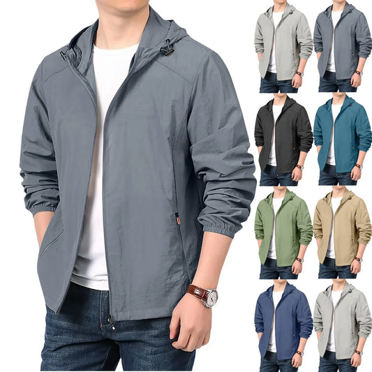 Hiking Quick Dry Lightweight Jacket Men Summer Camping Fishing Sun Protection Jacket Ultra Light Hooded Casual Outwear Skin Coat