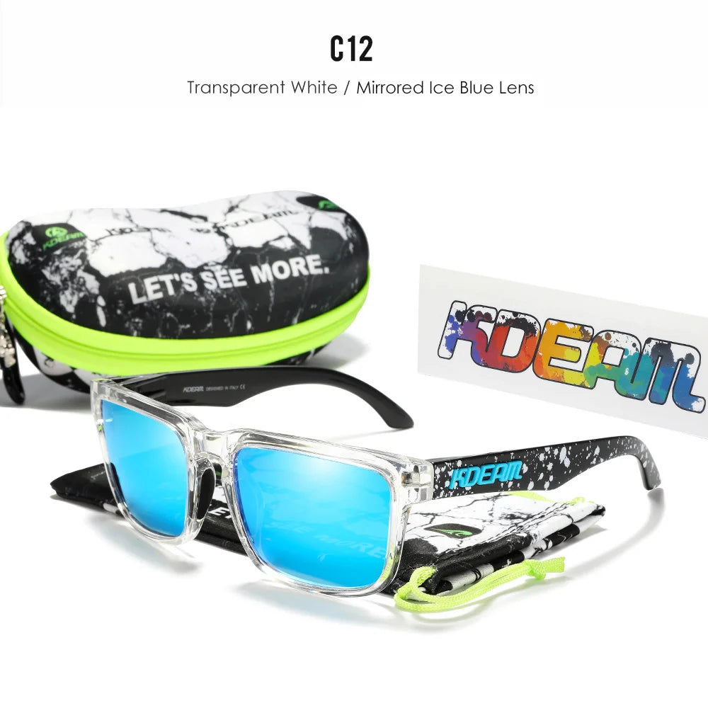 KDEAM Men's Polarized Sunglasses Square Casual Outdoors Sun Glasses Women Unisex Sunglass For Couple With New Package