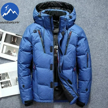 Winter Thickened Men Down Jacket Climbing Hunting Hooded Warm White Duck Down Coat Man Casual Lightweight Puffer Jacket Ski Snow