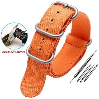 For any brand watch Fabric Military watchband watch Climbing Sports wristband straps 20 22 24 26mm men' Cotton canvas bracelet