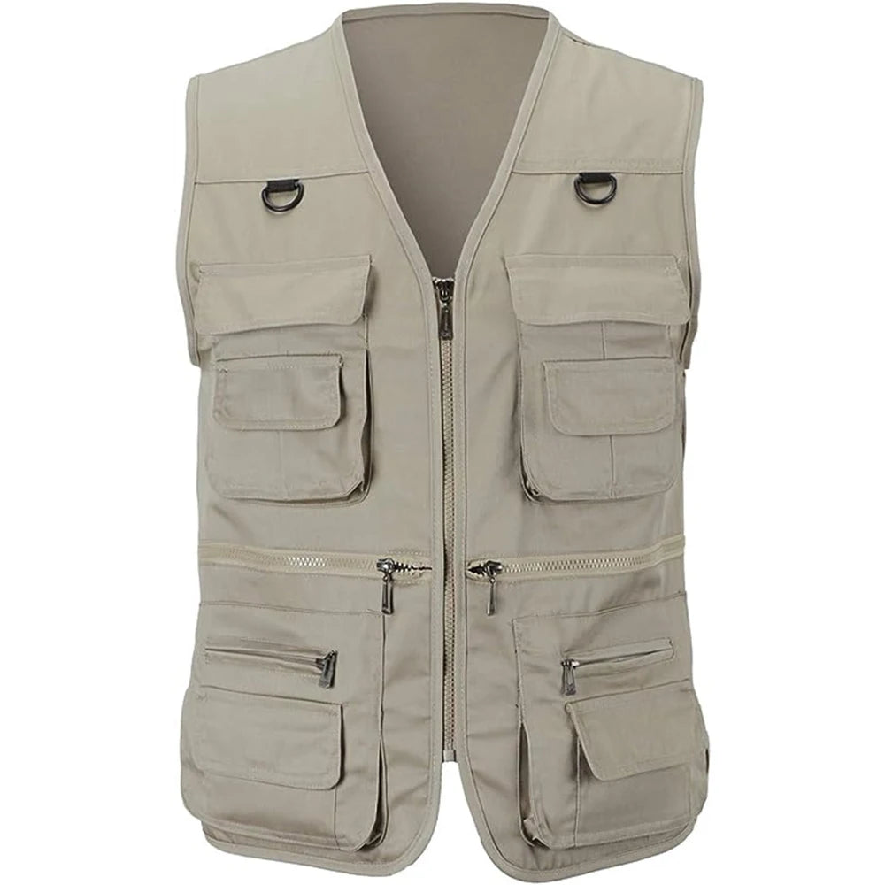 Outdoor Hiking Vest Men's Multi-pocket Breathable Hunting Fishing Vest Men's Thin Outdoor Simple Sports Jacket