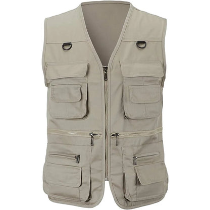 Outdoor Hiking Vest Men's Multi-pocket Breathable Hunting Fishing Vest Men's Thin Outdoor Simple Sports Jacket