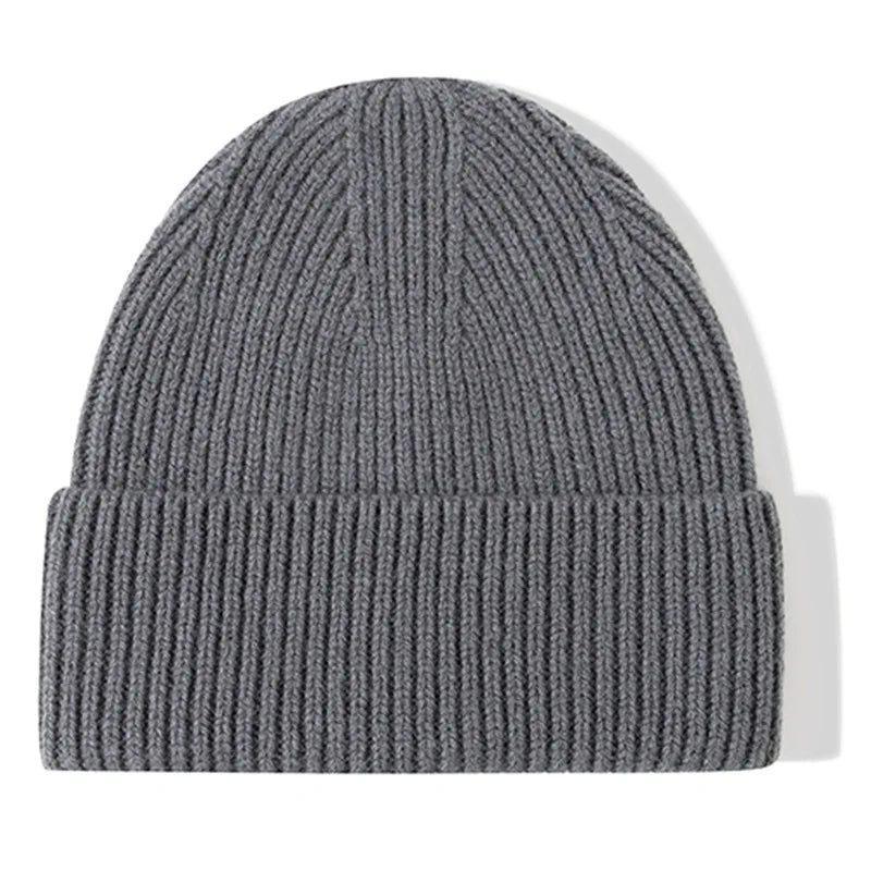 Men Women 100% Merino Wool Beanie Hats Winter Thermal Hat Cuffed Knit Ribbed Beanie Hiking Skiing One Size