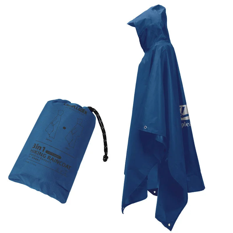 3 In 1 Waterproof Raincoat Lightweight Outdoor Hiking Rain Poncho Rain Jacket Cover Sun Shelter Camping Hiking Cycling Climbing