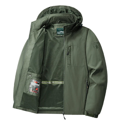 Men Detachable Hooded Jacket Embroidered Jacket Outdoor Breathable Hiking Travel Coat Multiple Pockets zipper Coat Casual Coat