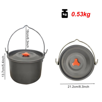 Outdoors 4-6 People Camping Non-stick Pan Camping Hanging Pot Cauldron Team Bonfire Have A Picnic Pot Portable Picnic
