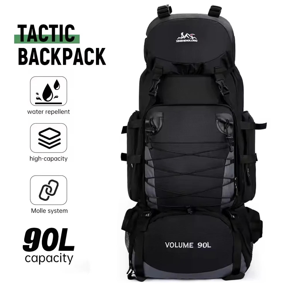 Molle 90L Outdoor Mountaineering Waterproof Rucksack Bag Sports Double Shoulder Bag Casual Hiking Travel Tactical Backpack