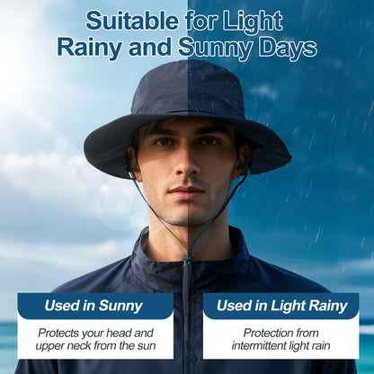 BOTVELA  Waterproof Bucket Hat with Chin Strap Quick Dry Packable Boonie Hat Safari Hat Sun Protection