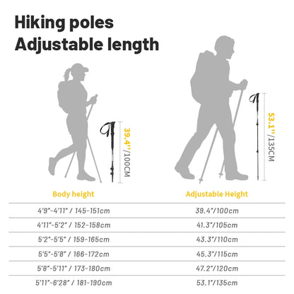 Naturehike ST03 Snow Pro Trekking Poles Outdoor Aluminum Alloy Camping Hiking Cane External Lock Telescopic Climbing Equipment
