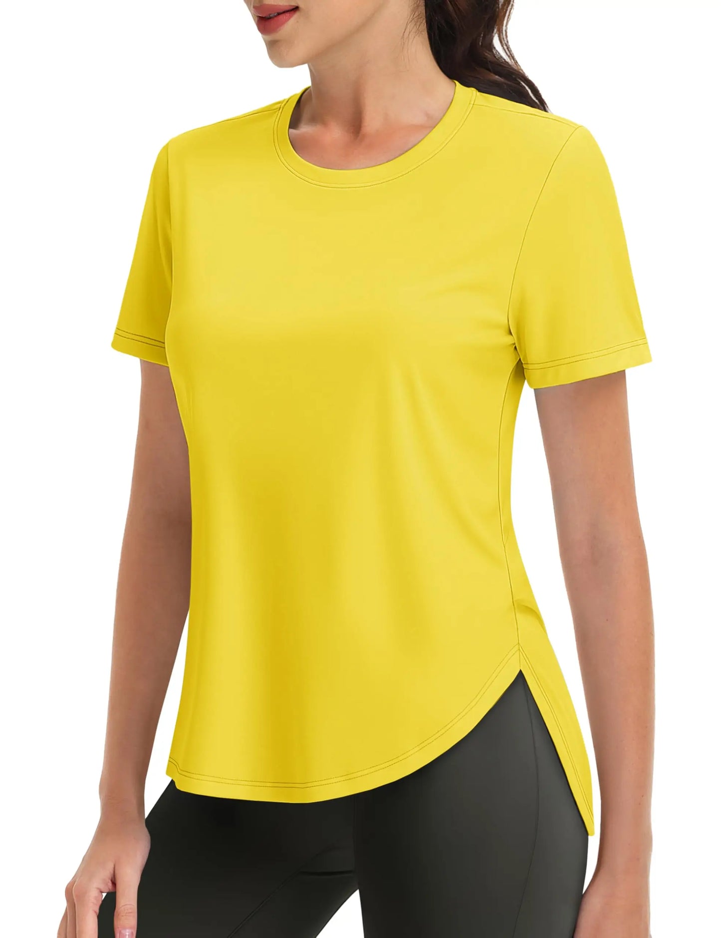 TACVASEN Womens UPF 50+ Sun Protection High Low Hem T-Shirt Quick Dry Hiking Side Split Top Summer Outdoor Breathable Shirts