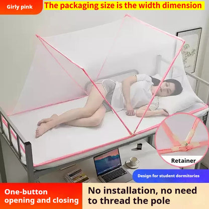 Pop Up Mosquito Net Portable Foldable - No Installation 3s Auto Setup for Student Dormitory/Camping Travel/Home Bed Ultra Light