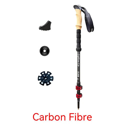 Lighten Up 1/2 Pcs Carbon Fiber Trekking Poles Collapsible Telescopic Walking Sticks with Cork Handle Ultralight Hiking